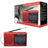 Red Rechargeable 9 Band Radio with Bluetooth and USB