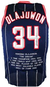 Blue Stat Pro Jersey Signed by Hakeem Olajuwon