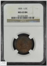 Copper Classic Head Half Cent - NGC MS 63 BN (1835)