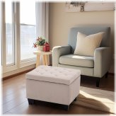 Nature Linen Lift Top Ottoman