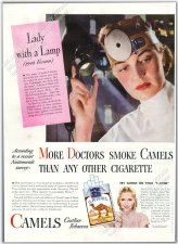 Vintage Camel Cigarettes Print Ad Featuring Woman Doctor (1946)