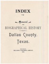 Dallas County Texas 1892 Census Memorial & Biographical History Index