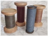 Vintage Industrial Wooden Spool Set with Threaded Detail