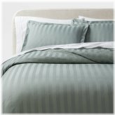 Luxe Striped Damask King Bedding Set in Light Teal Green