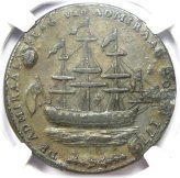 Historic Rhode Island Pewter Ship Token - NGC XF45 (EF45)