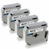 Brother-Compatible Label Tape Set (4-Pack) in Black and White, 12mm Width