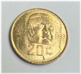 Olmec Stone Head 20 Centavos Coin