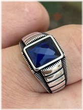 Blue Stone Sterling Silver Ring for Men