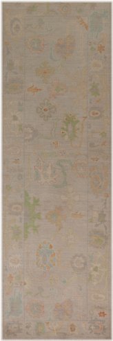 Turkish Oushak Floral Runner Rug