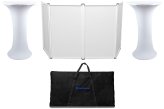 Club-ready DJ Set with Highboy Tables, White Scrim, Carry Bag, and Facade