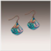 Blue Green Teardrop Leaf Earrings