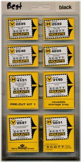 Scott Black Mount Assortment Pack - 160 Precut Pieces in 8 Sizes (20 Each)