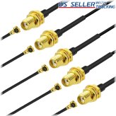 Mini WiFi Antenna Connector Set: 5-Pack of 6" SMA Female Pigtail Cables with U.FL/IPX