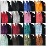 Paisley Dress Vest Set with Neck Tie and Hankie for Men's Formal Attire