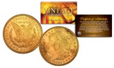 Golden-Accented Morgan Silver Dollar with COA and Capsule