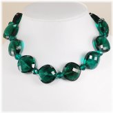 Teal Crystal Coin Necklace