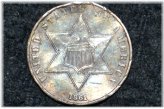 1861 Silver Three Cent Coin - AU Details