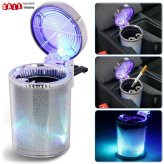 Cylinder Ashtray with LED Light for Travel and Home Use