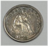 1845 Liberty Seated Half Dime Silver Coin