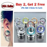 CZ Gem Stainless Steel Ear Tunnels with Screw Fit