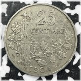 Vintage French 25 Centimes Coin from 1904