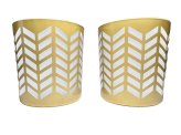 Golden Chevron Glass Candle Holders