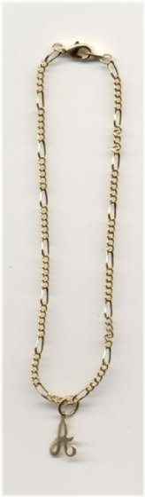 Golden Initial Figaro Anklet