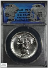 Palladium Eagle High Relief MS70