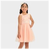 Peach Sparkle One-Shoulder Dress