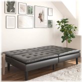 Memory Foam Futon with Cupholder and USB, Black Faux Leather