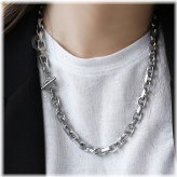 Stainless Steel Cable Link Necklace for Men with Toggle Clasp