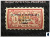 Bordeaux Philatelic Congress Stamp (1923) - Mint Never Hinged, Signed VF