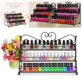 Tri-Level Metal Nail Polish Rack - Holds 60 Bottles