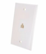 Smooth Telephone Wall Plate in White with RJ11 6P4C Jack