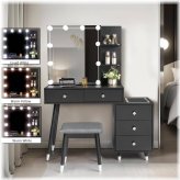 Black Sliding Mirror Vanity Set