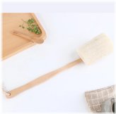 Wooden Handle Exfoliating Body Brush with Natural Loofah Scrubber