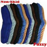 CozyStep Men's Non-Skid Fuzzy Socks - Pack of 3