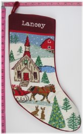 Festive Needlepoint Christmas Stocking - LANCEY NEW