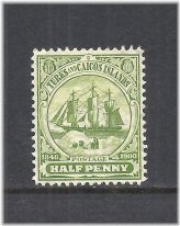Turks & Caicos 1905 Green Dependency Badge Stamp