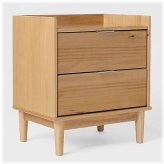 Pine Wood 2-Drawer Nightstand