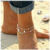 Love Link Anklet - Stainless Steel Double Layer Charm Bracelet Chain for Women