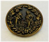 Elegant Vintage Brass Button with Cupid and Erato