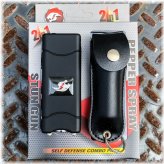 Defender's Duo: Black Case Stun Gun Flashlight and Pepper Spray Set