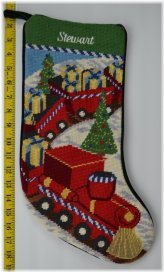 Needlepoint Toy Train Monogrammed Christmas Stocking by LANDS END