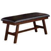 Walnut Leather Upholstered Dining Bench