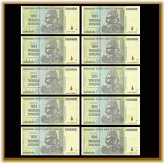 Zimbabwean 10 Trillion Dollar Banknotes - Circulated 2008 Authenticity Certificate Included