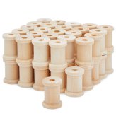 Retro Reels: 50-Pack of Wooden Thread Spools for Crafting