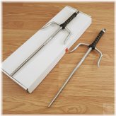 Octagon Chrome Plated Sai Set with Leather Wrapped Handle