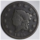 1825 Coronet Head Large Cent - Vintage Good Condition