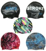 Graphic Print Silicone Swim Cap - Unisex Adult Competition Style